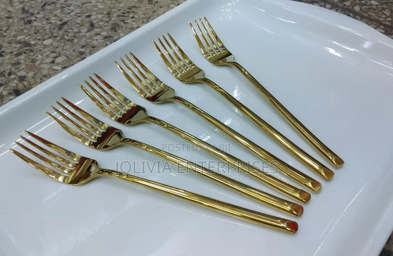 *Heavy Guage Stainless Steel Gold Table Spoons and Forks