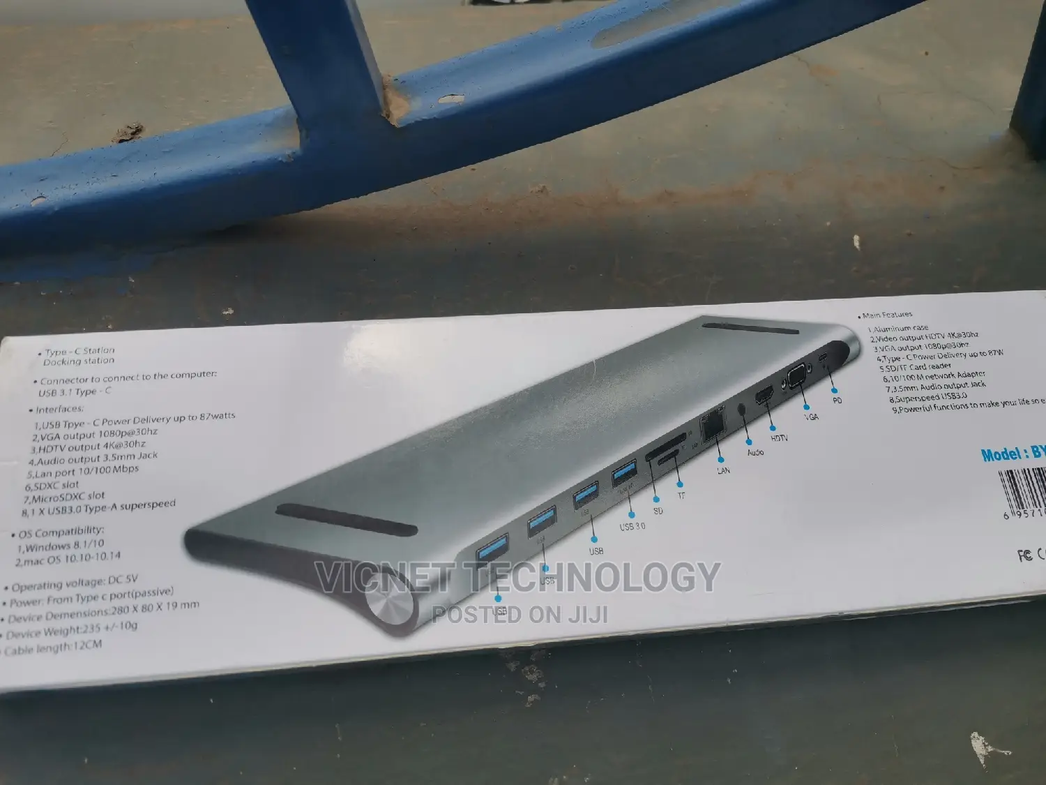 Usb-C 11 in 1 Dock Station With Hdmi,Vga,Lan,Usb,Audio, Sd