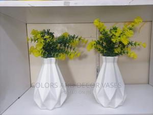 White Vases With Artificial Flowers - thumbnail 2