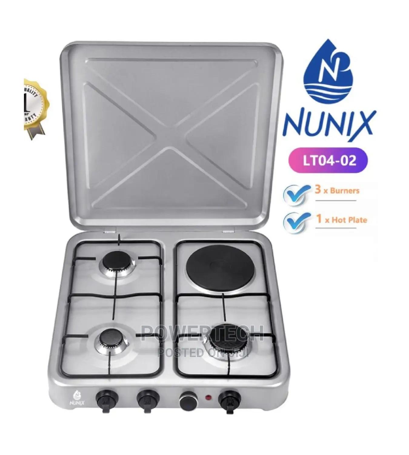 Nunix 4 Burner Table Top Cooker With Electric Hot Plate