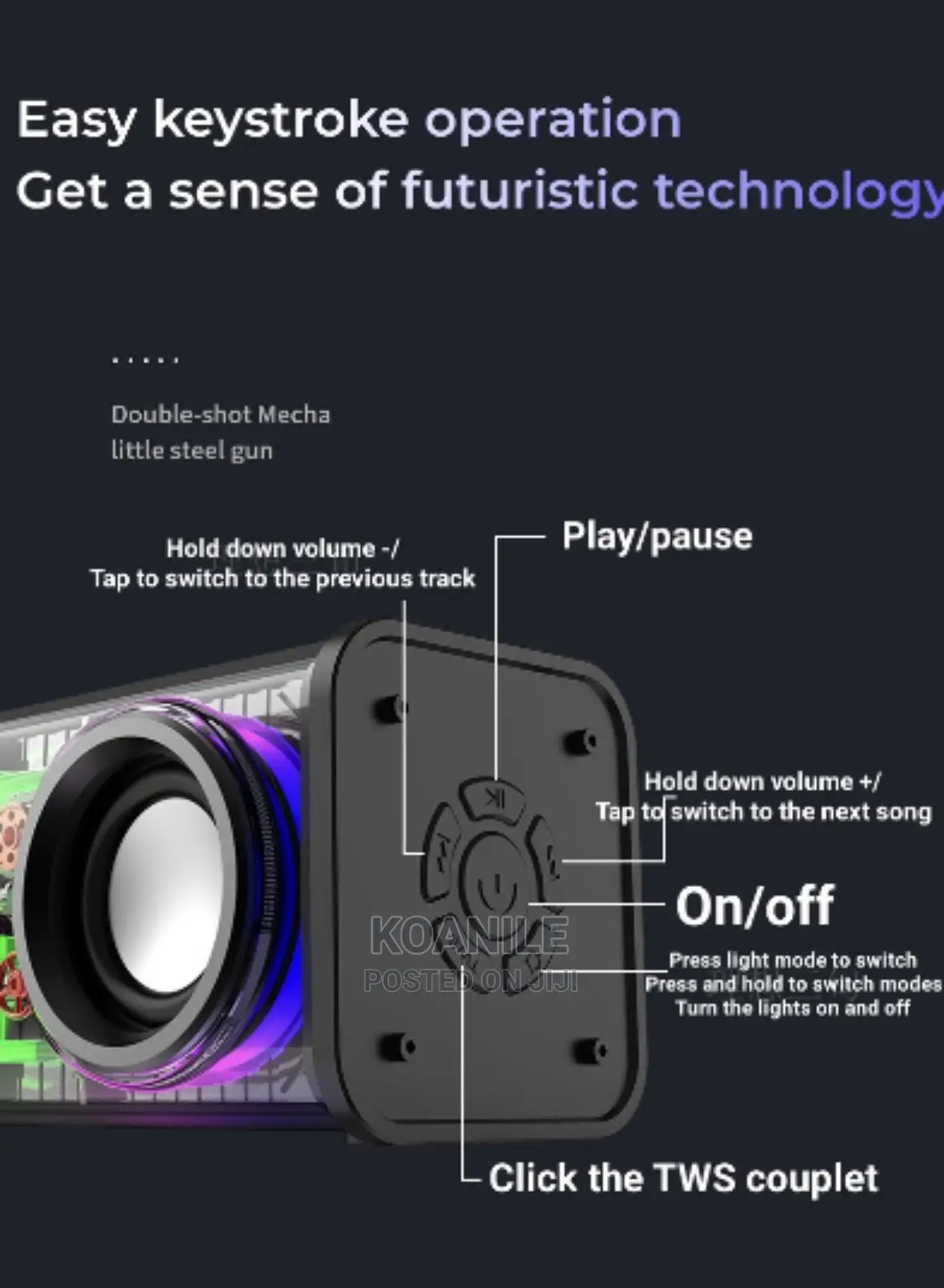 Koanile 10W Transparent RGB Bluetooth Speaker