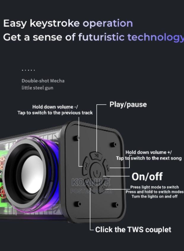 Koanile 10W Transparent RGB Bluetooth Speaker - thumbnail 4