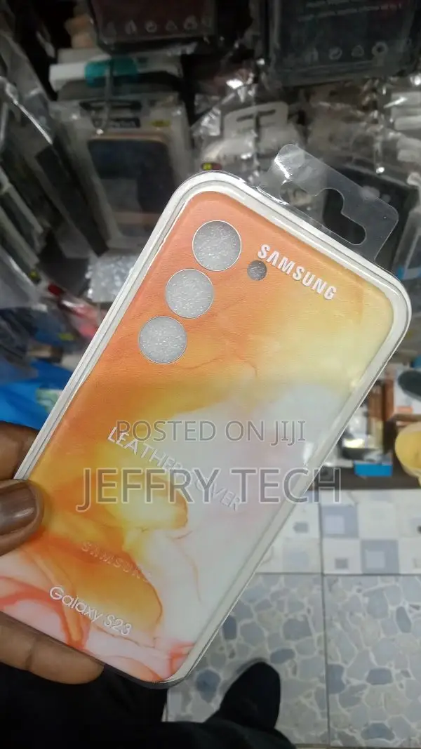 Samsung Galaxy S23 Leather Phone Case(Yellow White