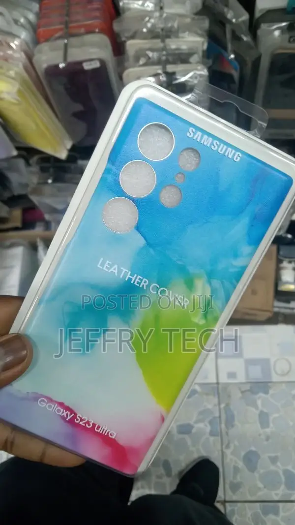 Samsung Galaxy S23 Ultra - Leather Cover Blue Marble