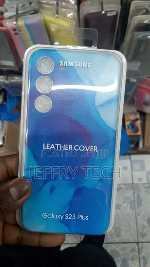 Samsung S23 Plus Leather Case Blue Marble Painted Leather Ca