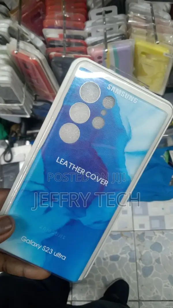 Galaxy S23 Ultra Case Blue Marble Pattern PU Leather