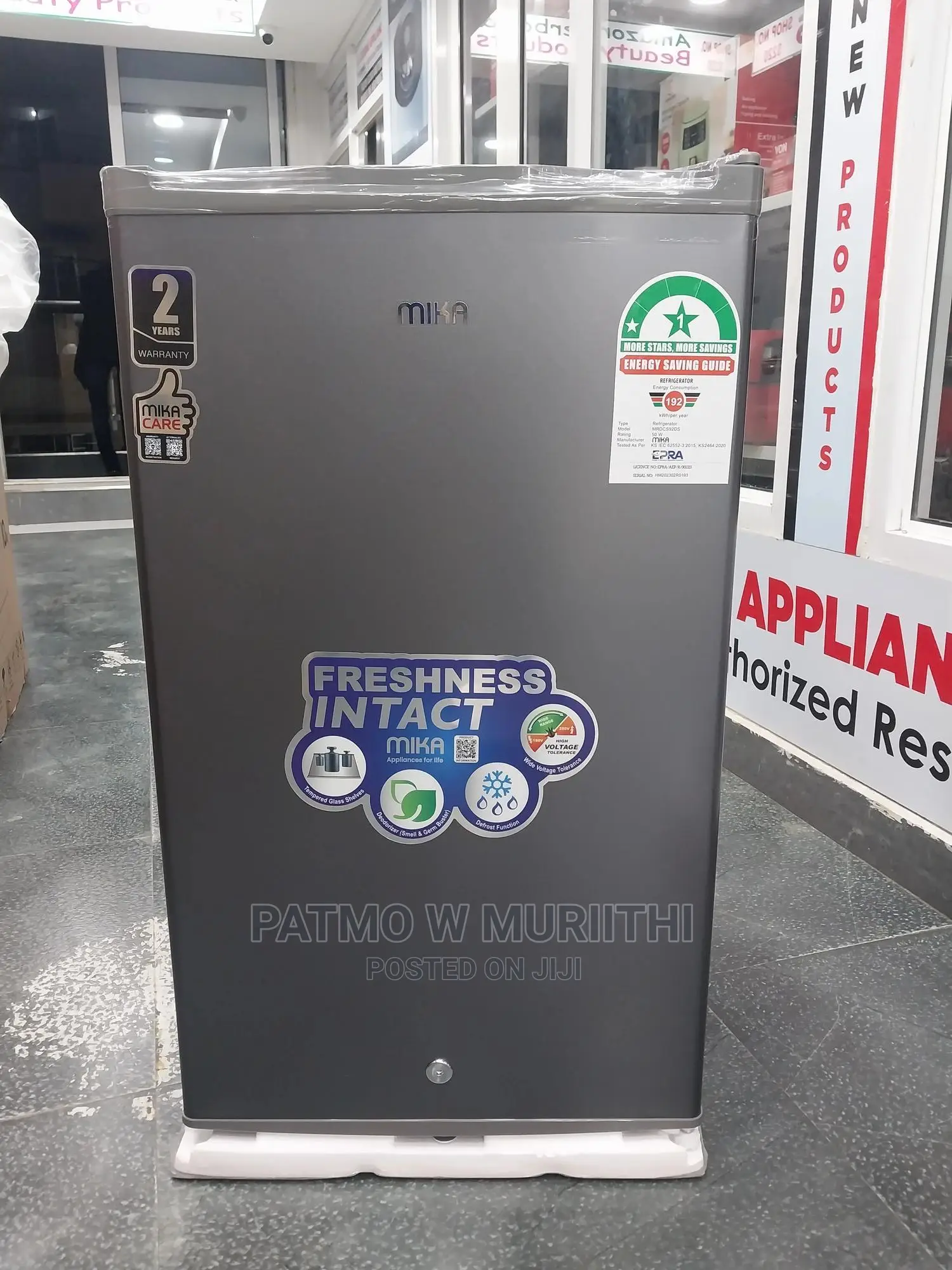 Mika Refrigerator, 92L, Direct Cool, Single Door,Dark Silver