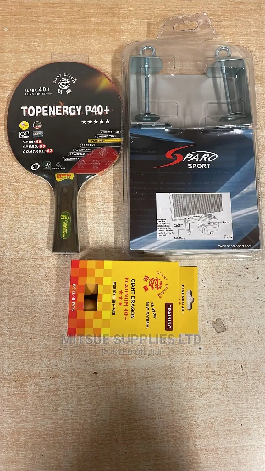 Table Tennis Pro Set - 5 Star Bat, 3 Star Ball, Net Clamp