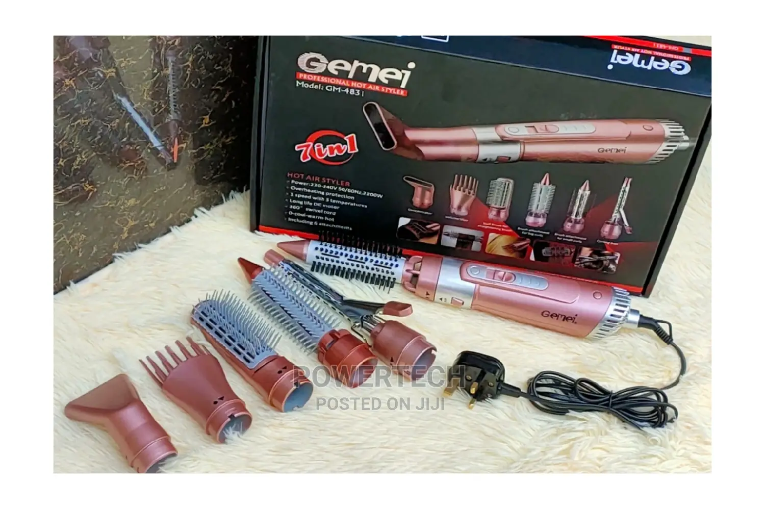 Gemei 7 in 1 Hair Styler/Dryer/Hair Straightener/Curler