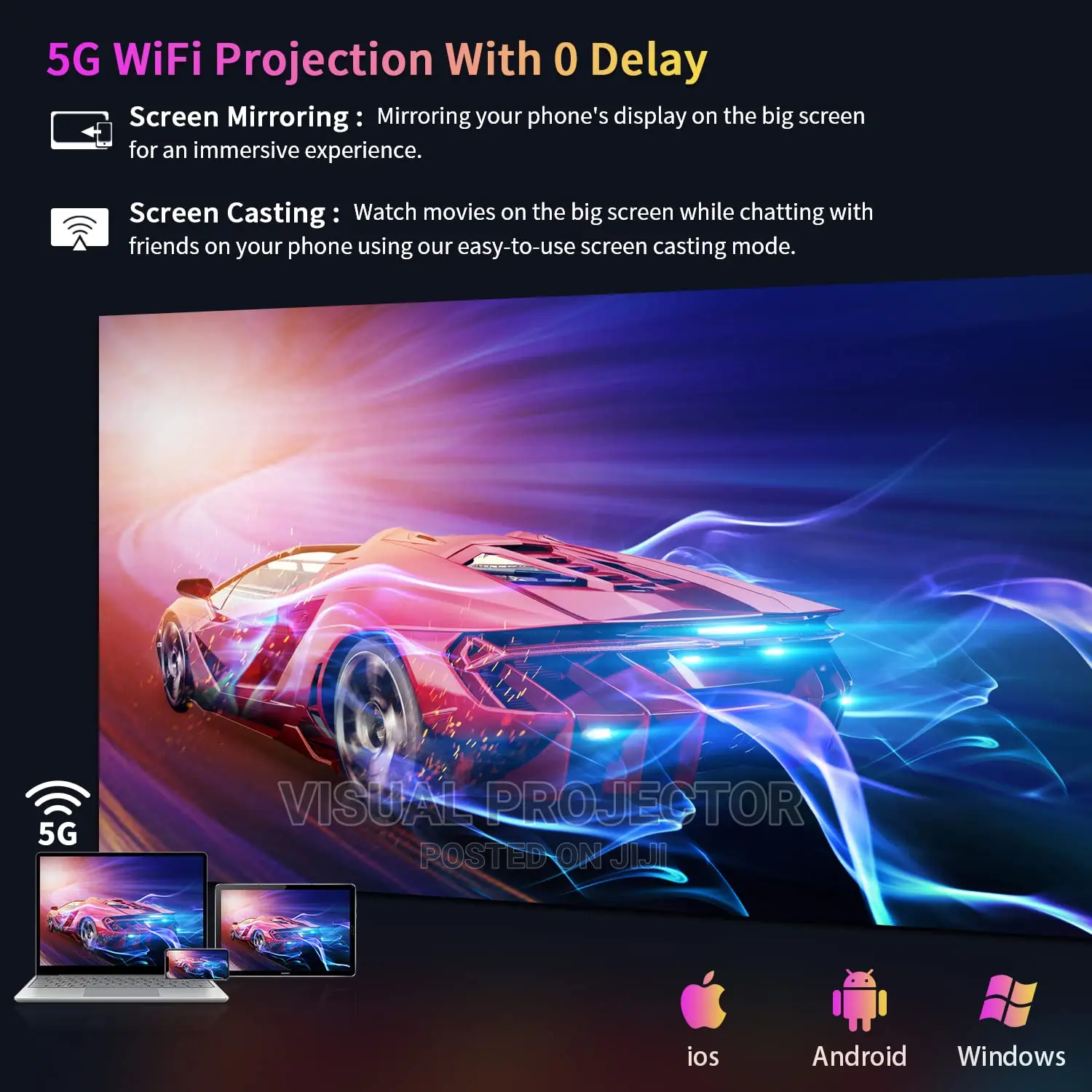CAIWEI A12+Q Autofocus Movie Projector