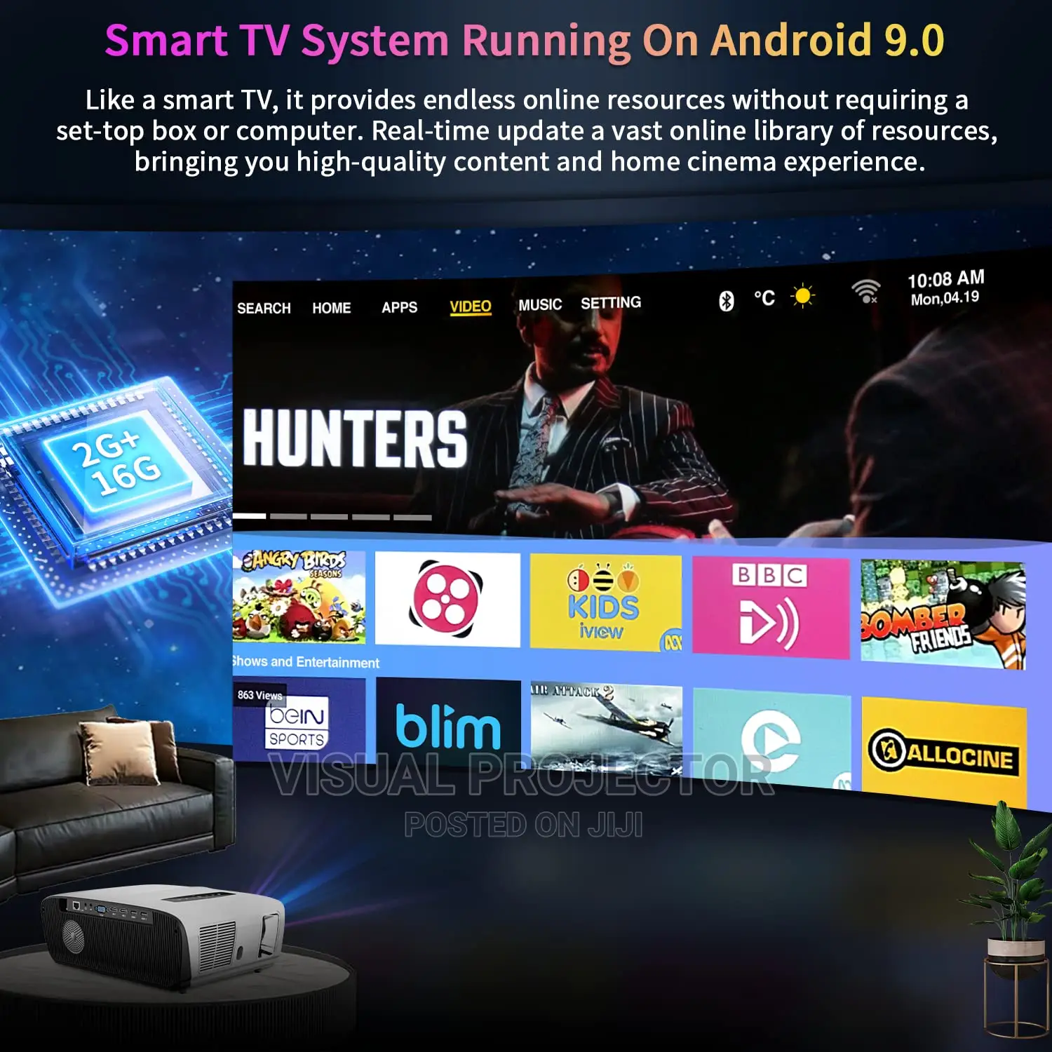 CAIWEI A12+Q Autofocus Movie Projector