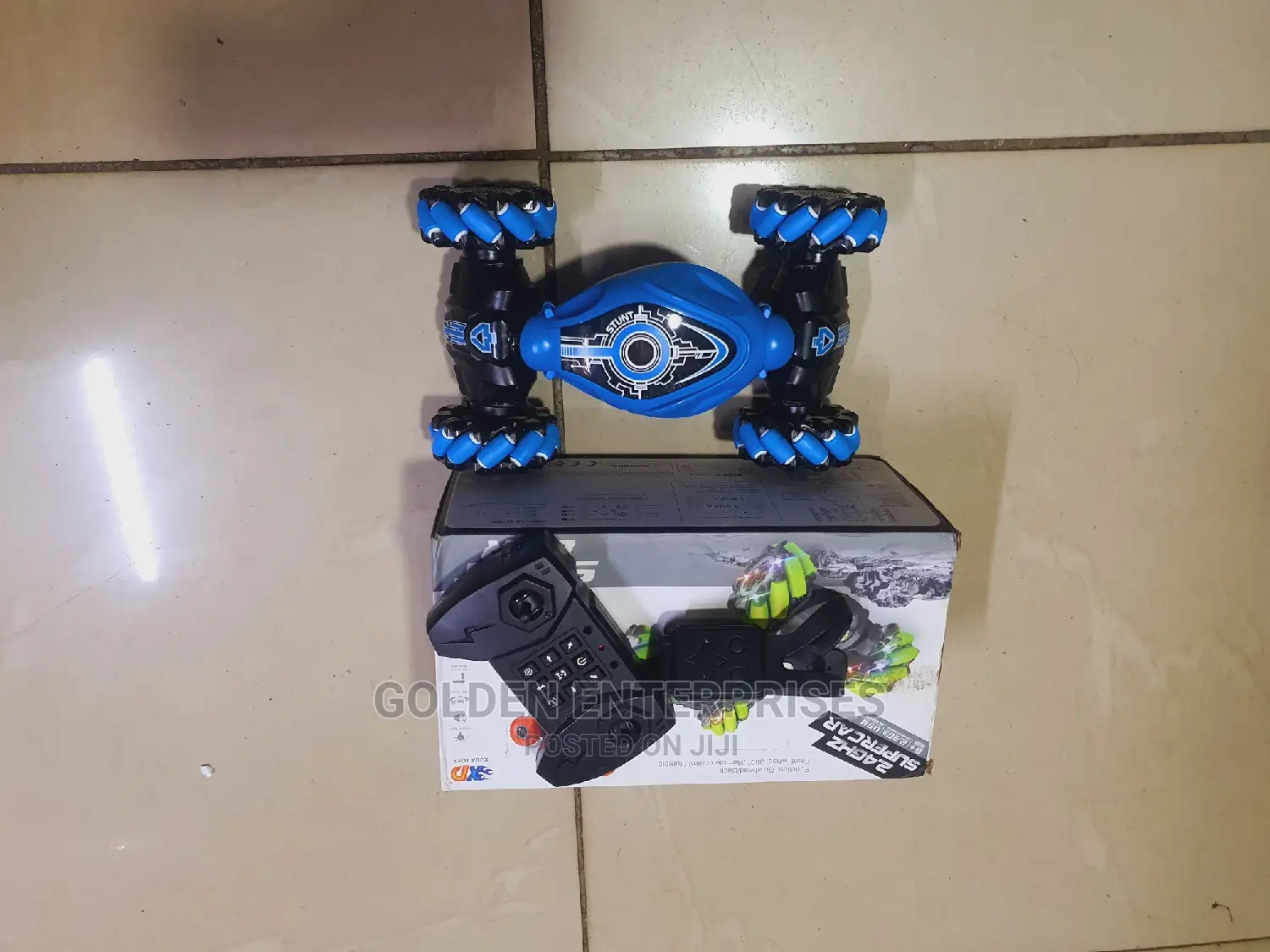 Blue RC Stunt Car With Hand Gesture Control and Controller