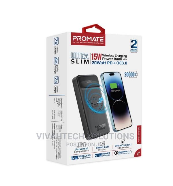 ~^ Promate 20000mah Slim Power Bank Wireless Charging *~