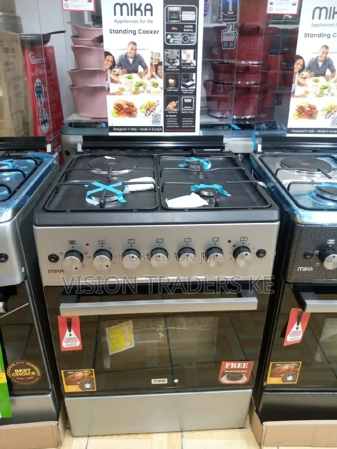 Mika 60*60 3G+1E Standing Cooker Electric Oven{Silver}