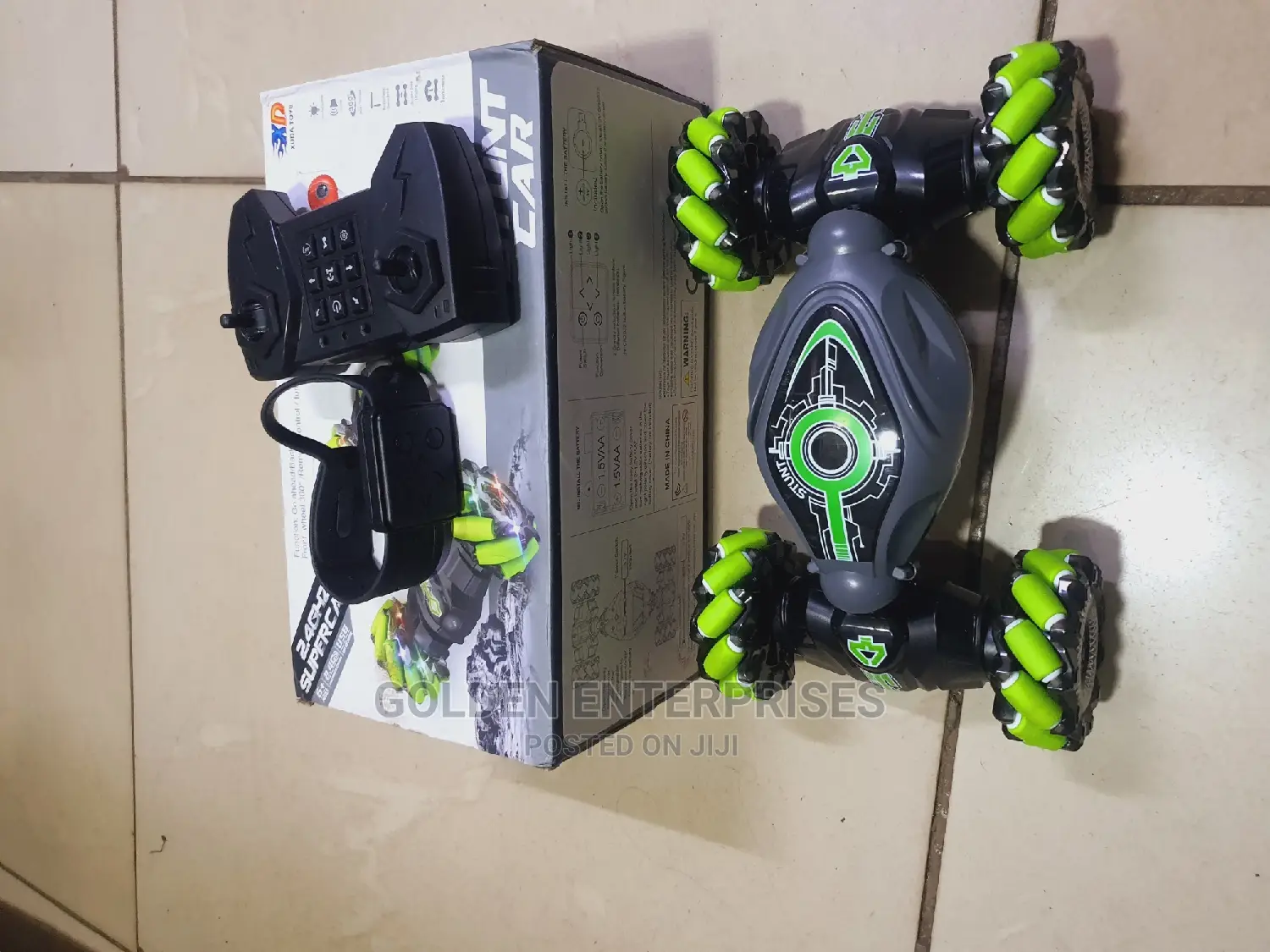Green Rc Stunt Car With Hand Gesture Control and Controller