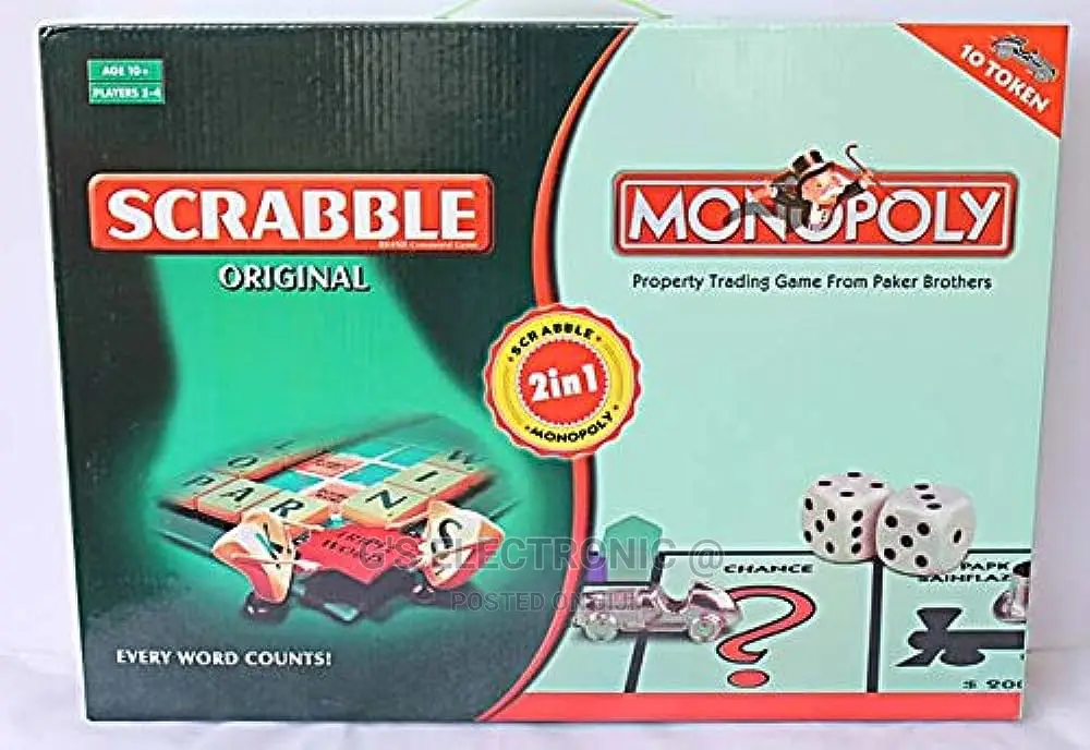 Scrabble Monopoly 2 in 1 Original Home Game
