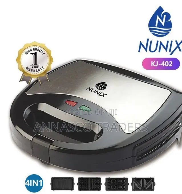 Nunix 4 in 1 Slice Sandwich,Doughnut, Waffles Grill Maker