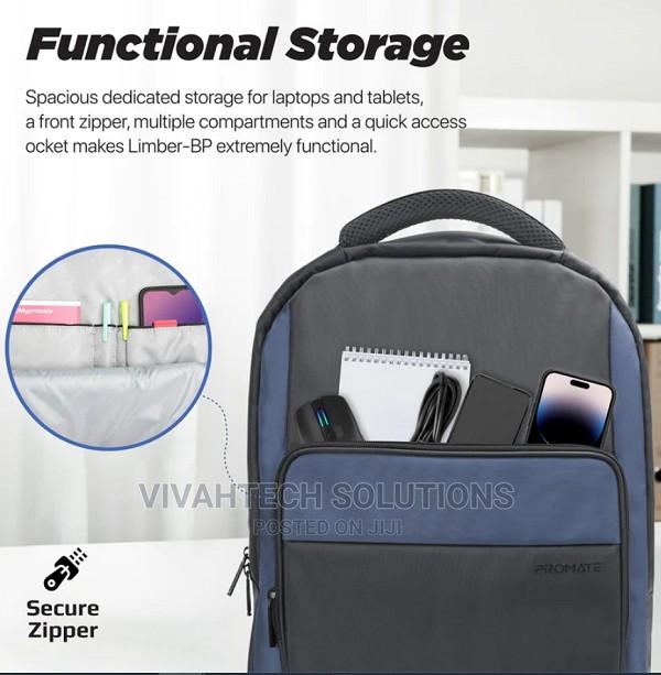 Promate 15.6" Laptop Backpack Made From 300D Twill Polyester - thumbnail 5