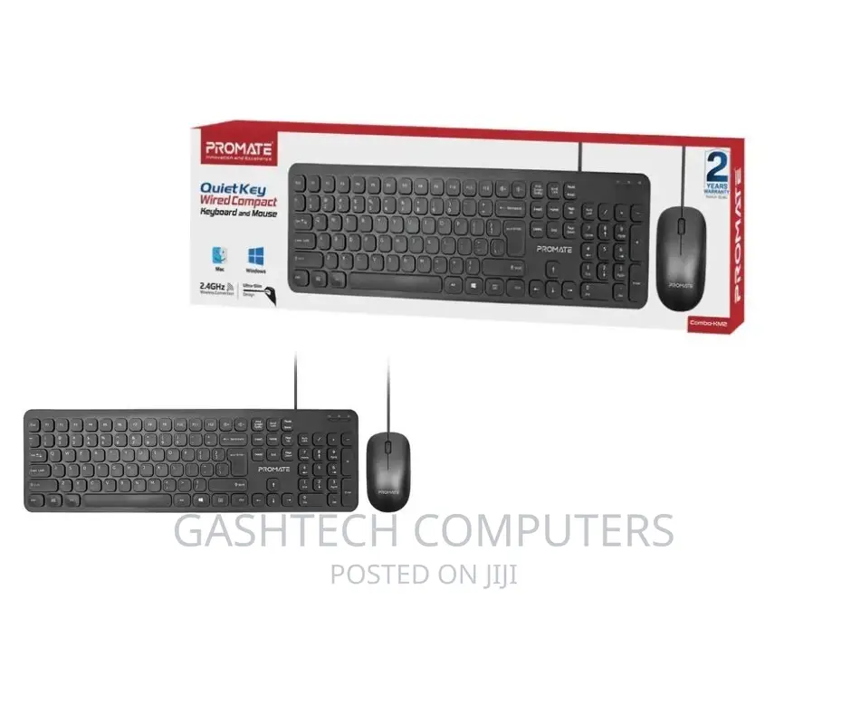 Promate Quiet Key Wired Compact Keyboard Mouse