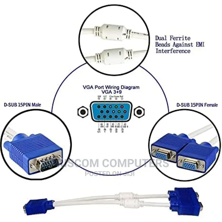 Two Way VGA Splitter, 1X2 VGA, Video 1 In 2 Out