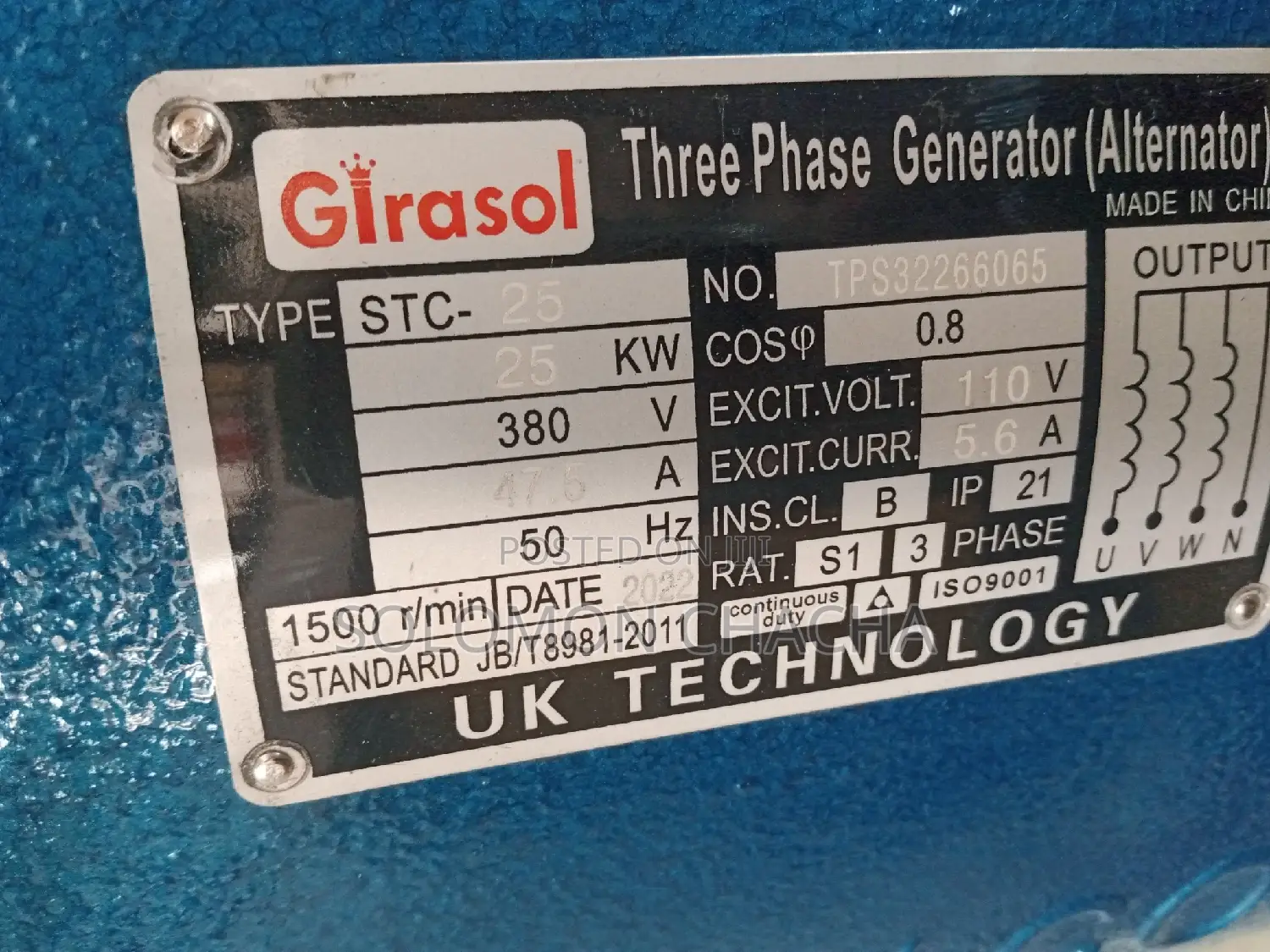 Girasol 25kw Three Phase Alternator (Generator)