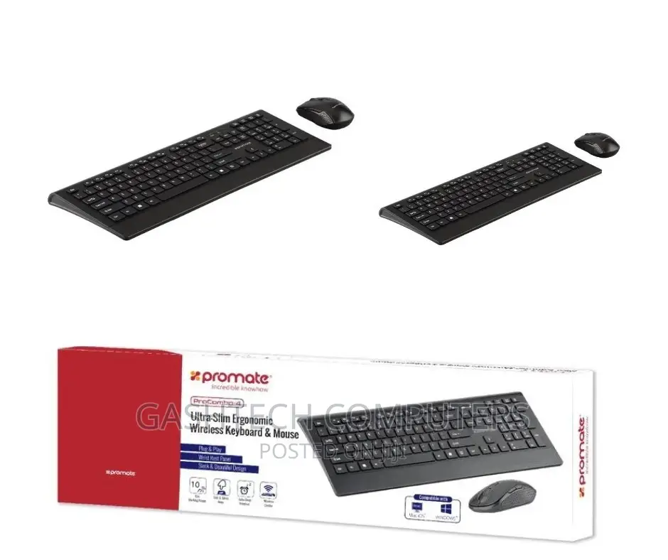 Promate Portable Wireless Slim Media Keyboard Mouse Combo