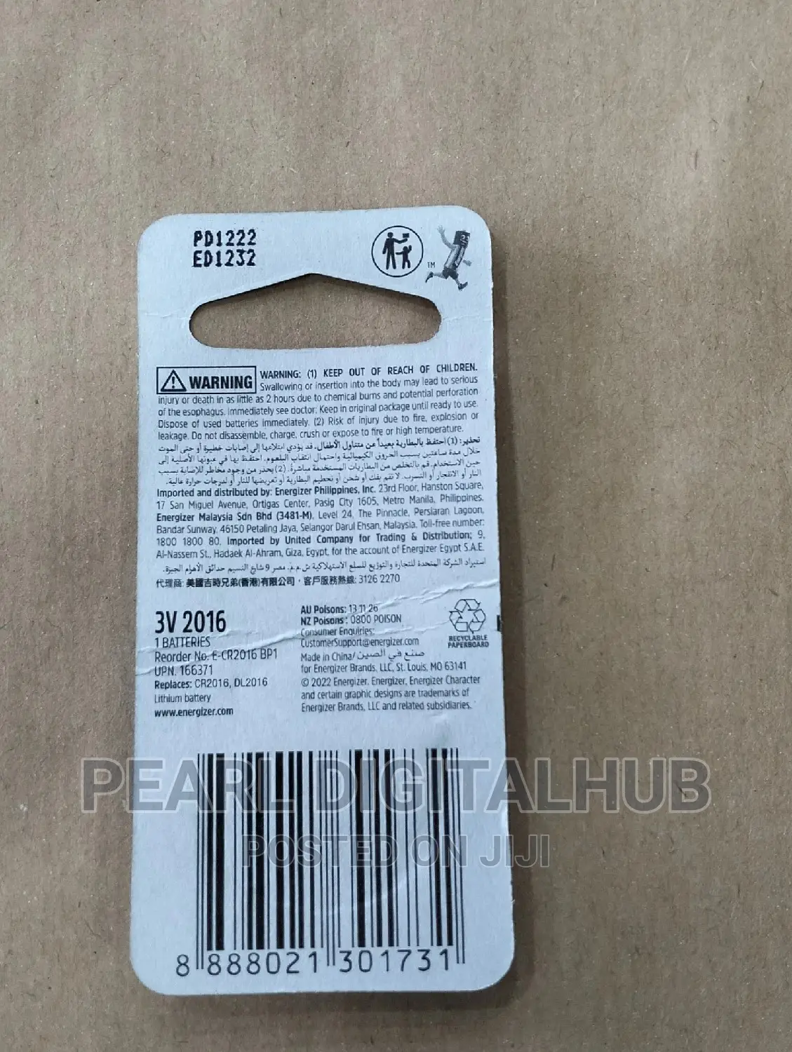 Energizer Cr 2016 Lithium Battery 3volts