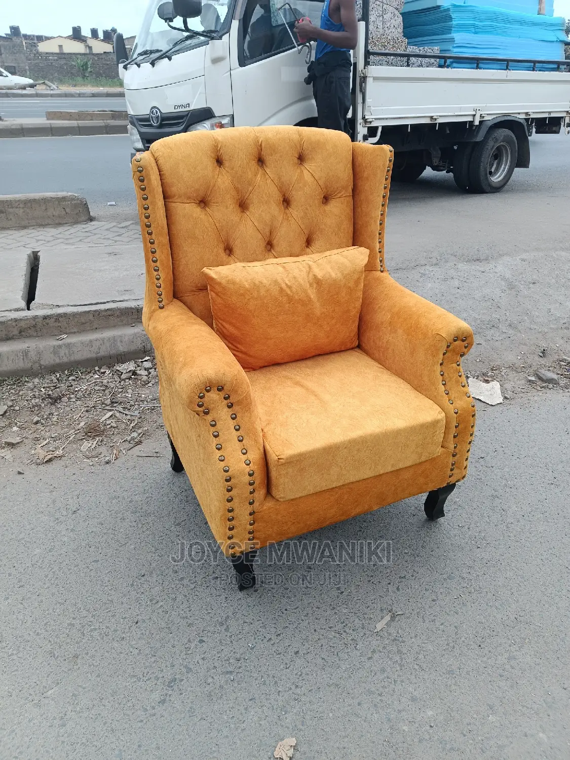 Wing Chair and Throw Pillow