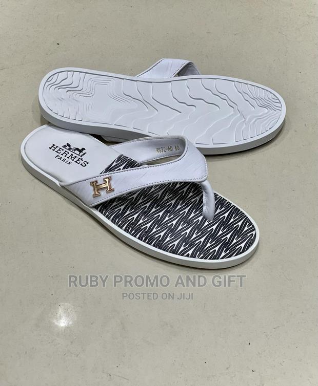Men's White Hermes Flip Flop Sandals - main view