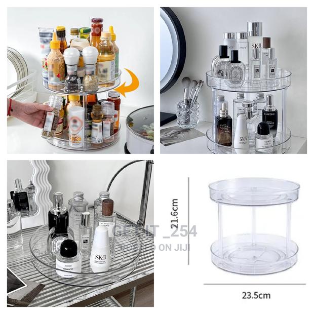 Two Layer 360 Rotation Cabinet Turntable Organizer - main view