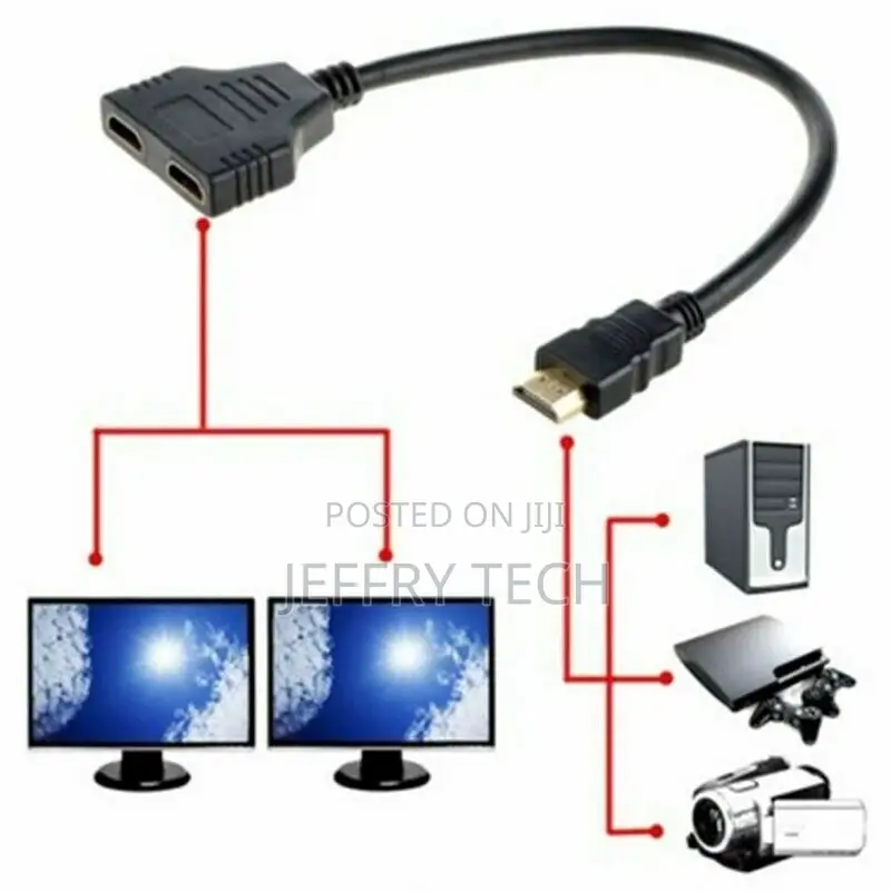 HDMI Cable Splitter Adapter 2.0 Converter 1 in 2 Out 1 Male