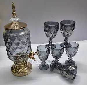 7pc Wine/Juice Dispenser +6heavy Fancy Glasses