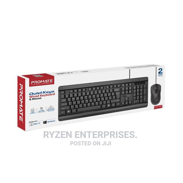 Promate Quiet Key Wired Compact Keyboard Mouse English - main view