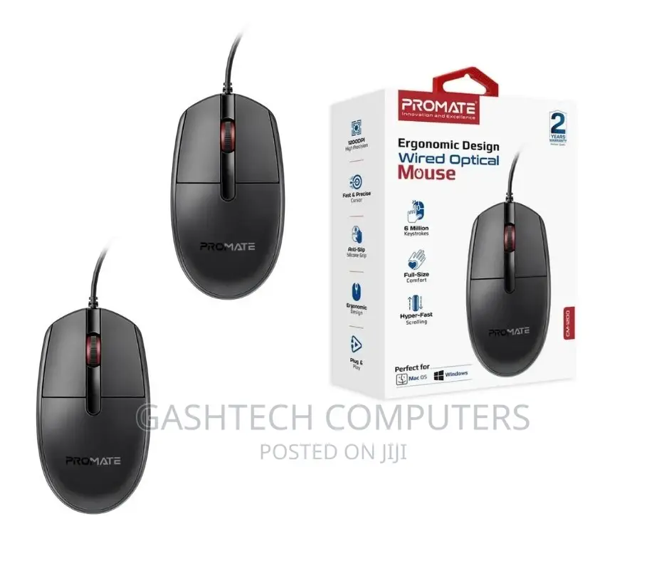 Promate 3 Button Wired Optical Mouse