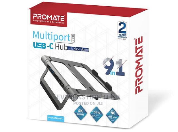 Promate Laptop Stand + Removable USB-C Hub With HDMI
