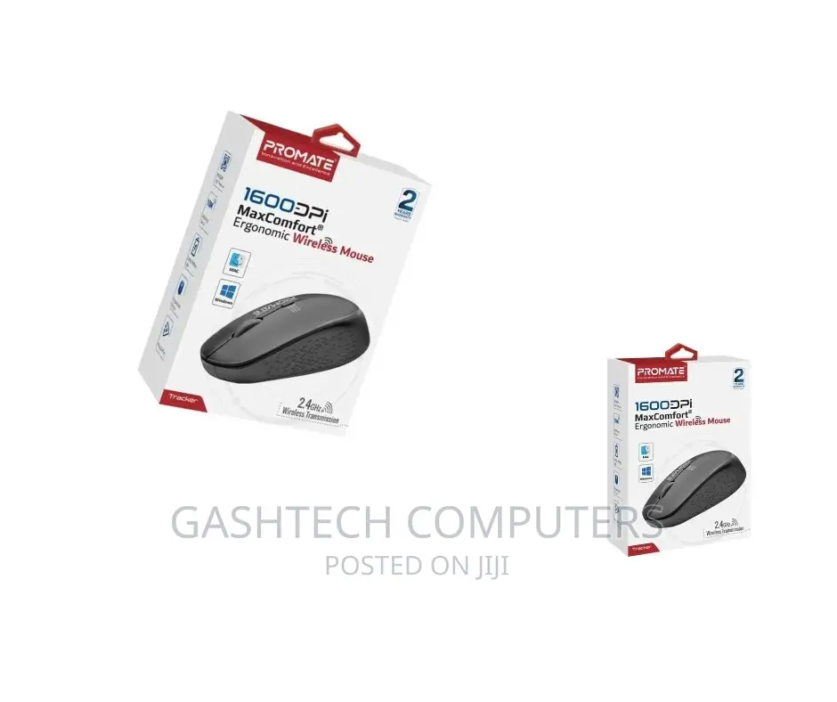 Black Wireless Ergonomic Mouse Promate