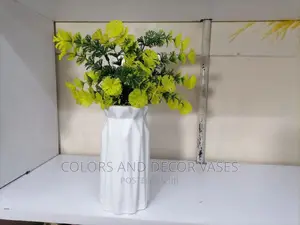 Plastic Vase and Artificial Flowers
