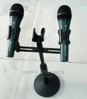 Double Table Stand With Two Corded Microphones
