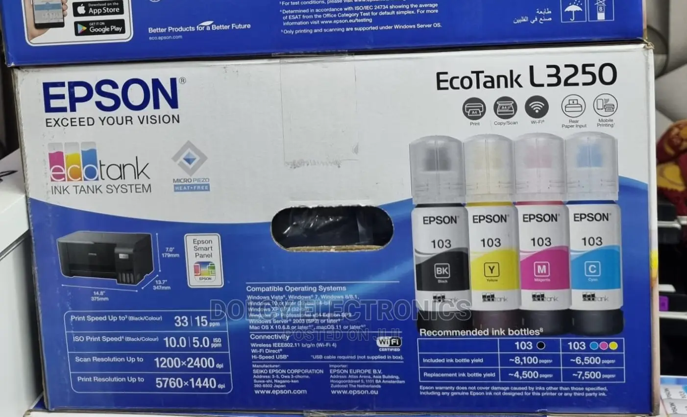 Epson Ecotank L3250 A4 Wi-Fi All-in-One Printer