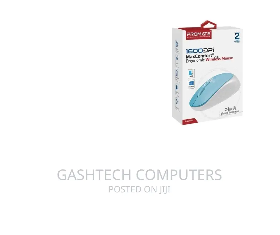 Blue Promate 1600DPI Contoured Wireless Mouse,
