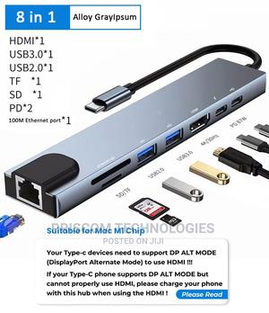 8 In 1 Type C Hub With Ethernet Adapter, HDMI, Type C, USB 3 - main view