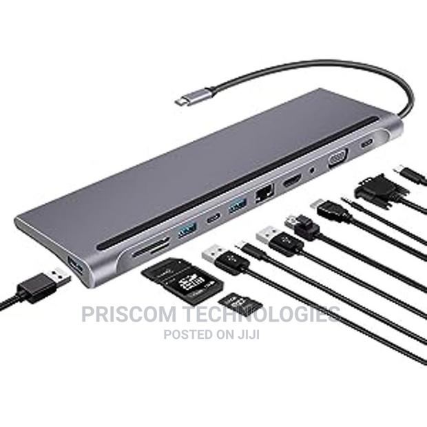 8 In 1 Type C Hub With Ethernet Adapter, HDMI, Type C, USB 3 - thumbnail 2