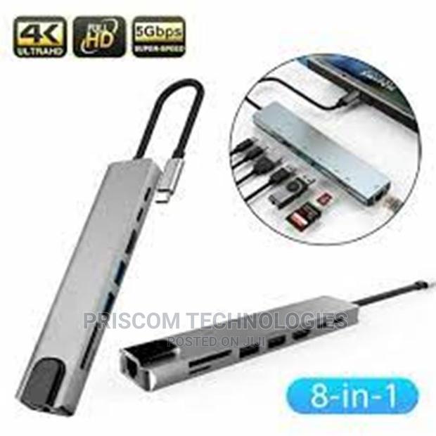 8 in 1 Type C Hub Adapter HDMI SD Card RJ45 Ethernet USB 3.0 - thumbnail 2