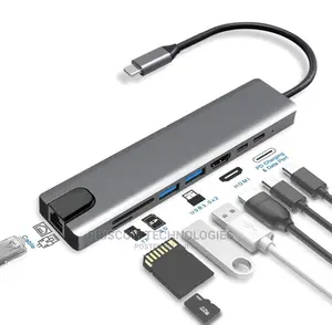8 in 1 Type C Hub Adapter HDMI SD Card RJ45 Ethernet USB 3.0
