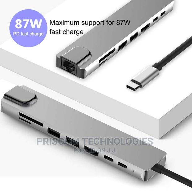 USB C Hub Ethernet 8 in 1 USB C Hub HDMI 30hz 100W PD All