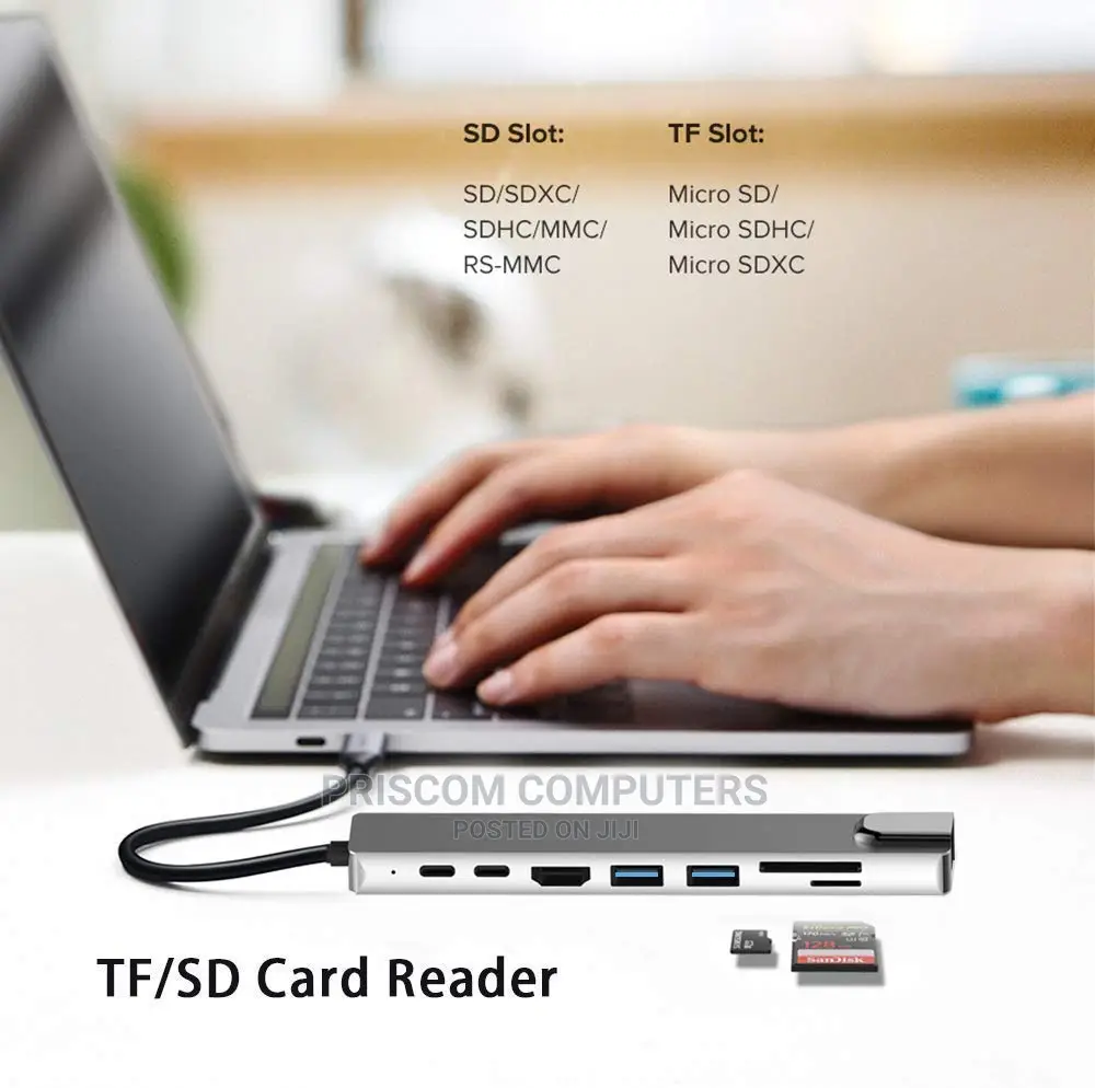 8 in 1 USB C Hub Adapter With Ethernet, HDMI, Type C,USB 3