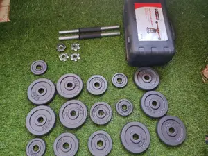30KG Black Painted Dumbell Set With Pair of Chrome Bar