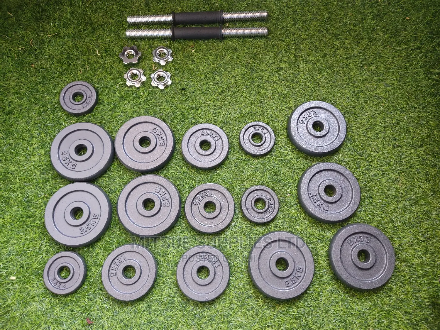 30KG Black Painted Dumbell Set With Pair of Chrome Bar