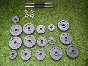 30KG Black Painted Dumbell Set With Pair of Chrome Bar