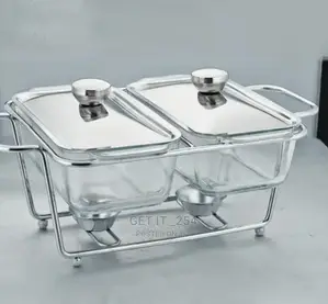 Chaffing Dish 3pc Rectangle Glass and Steel